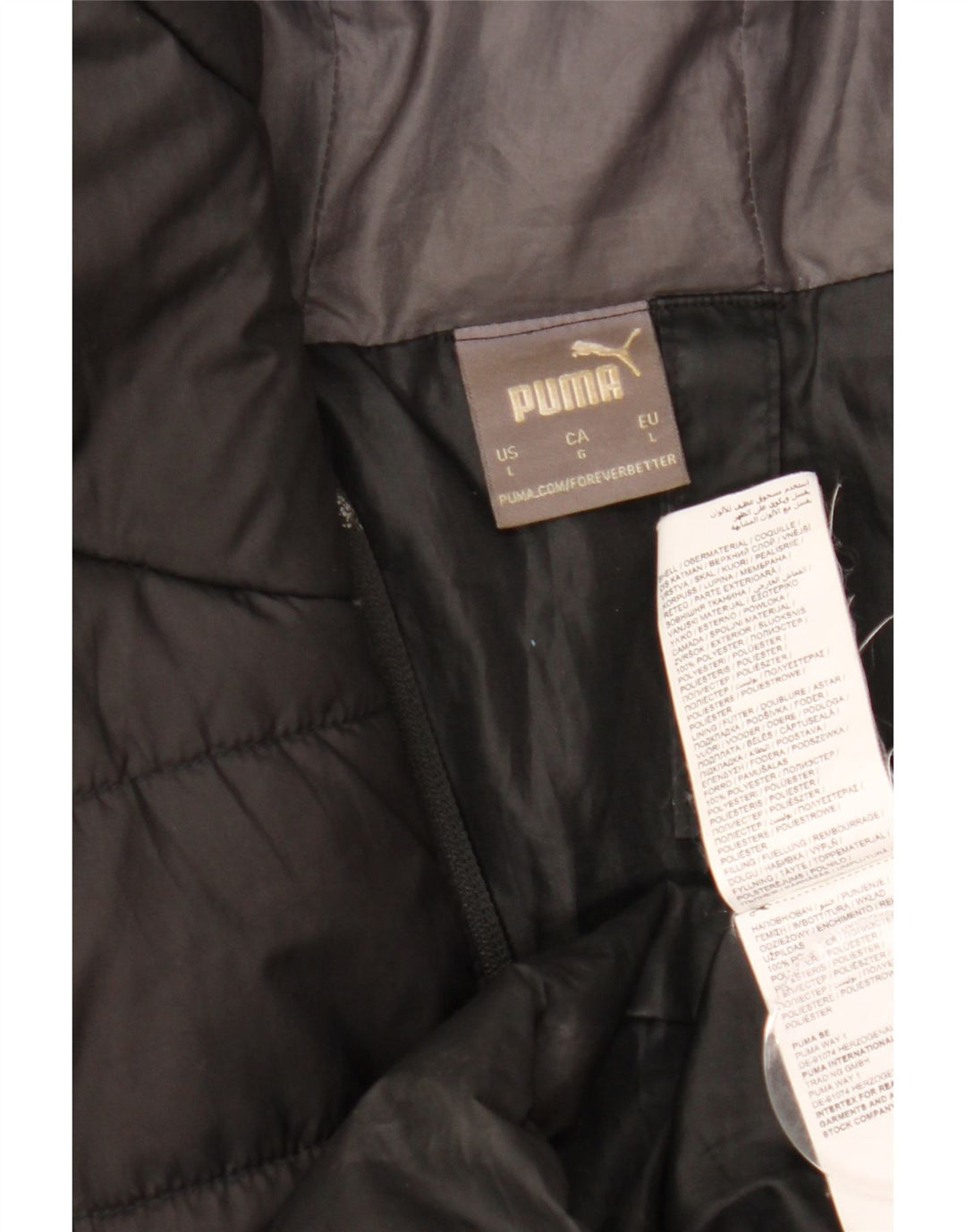 Puma Herre hættepolstret jakke UK 40 Stor sort polyester