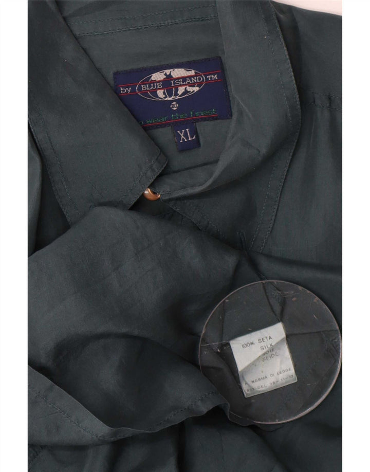 Vintage herreskjorte XL grøn silke