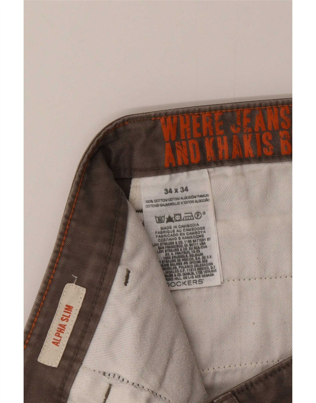 Dockers Herre Alpha Slim Jeans W34 L34 Brun Bomuld