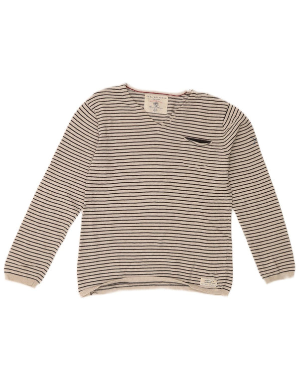 Zara Pige V-hals sweater 9-10 år Hvidstribet