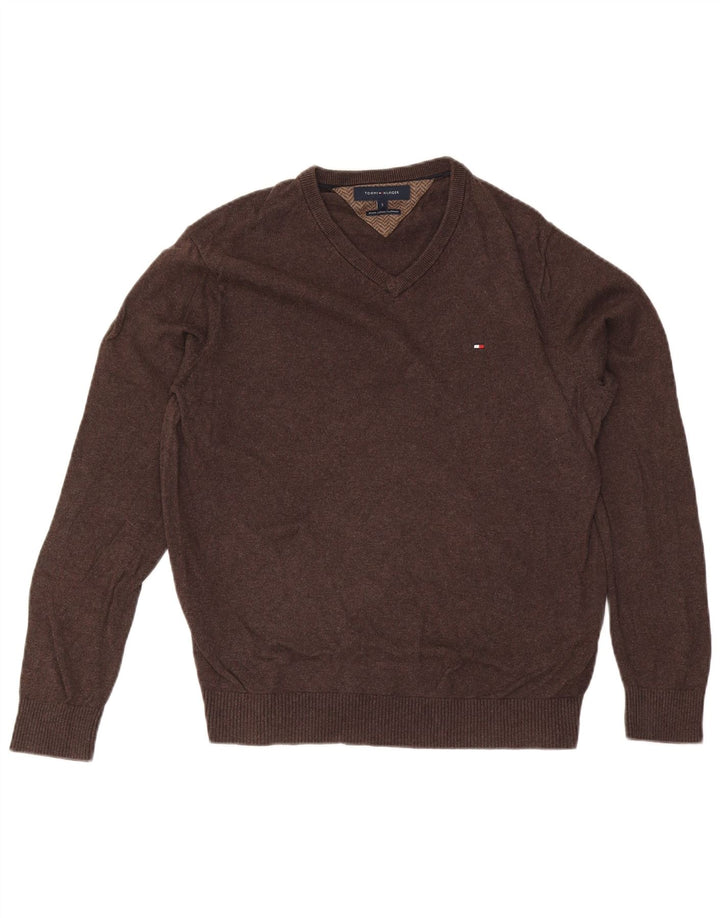 Tommy Hilfiger Herre V-hals sweater lille brun bomuld