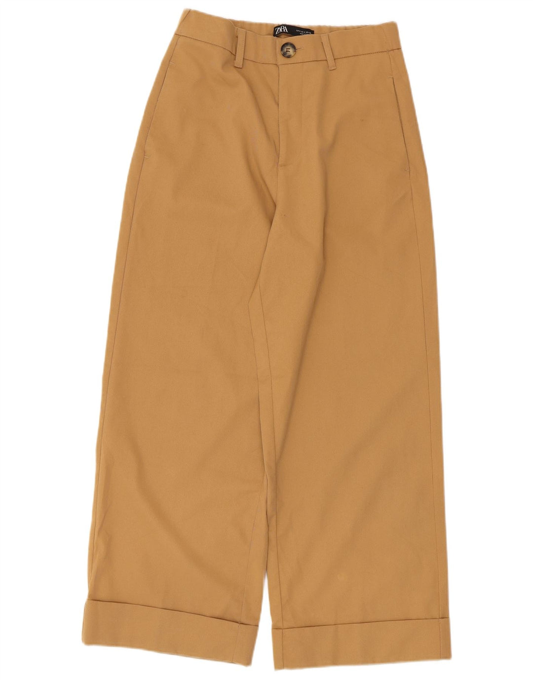 Zara Chinobukser med brede ben til kvinder Small W26 L26 Beige Polyester