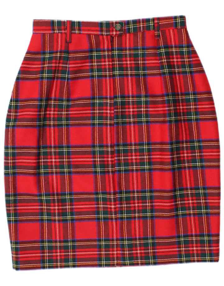 Vintage kvinders højtalje blyantnederdel IT 46 Large W26 rød ternet