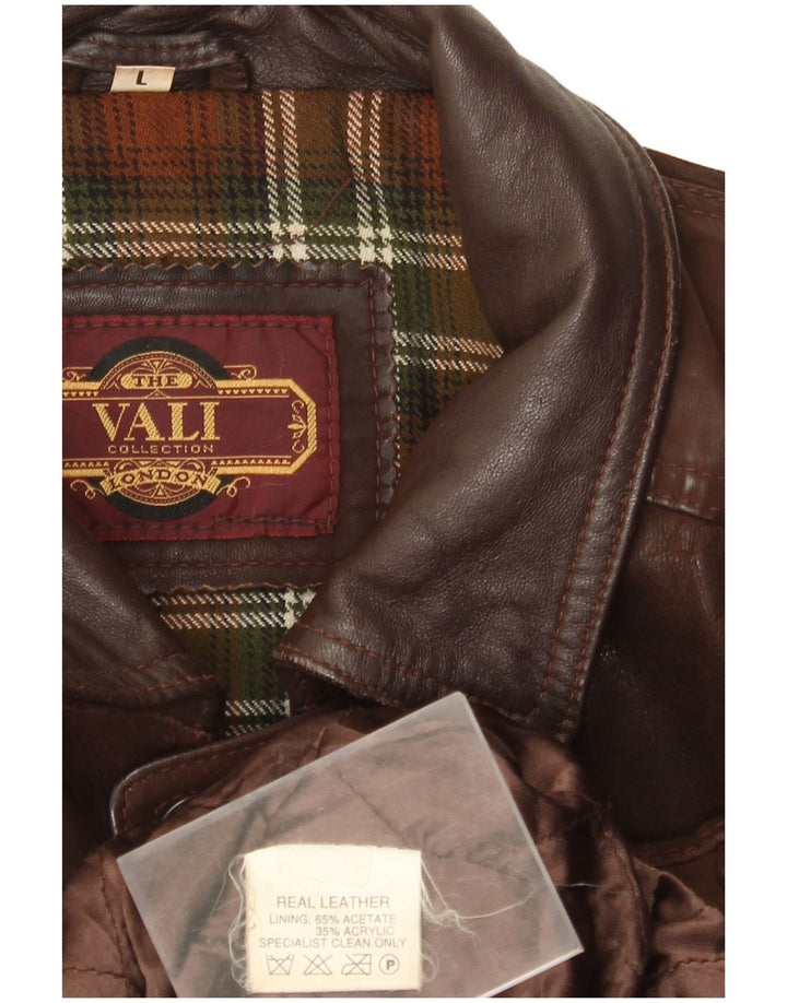 Vali Collection Herre Læderjakke UK 40 Stor Brun Læder