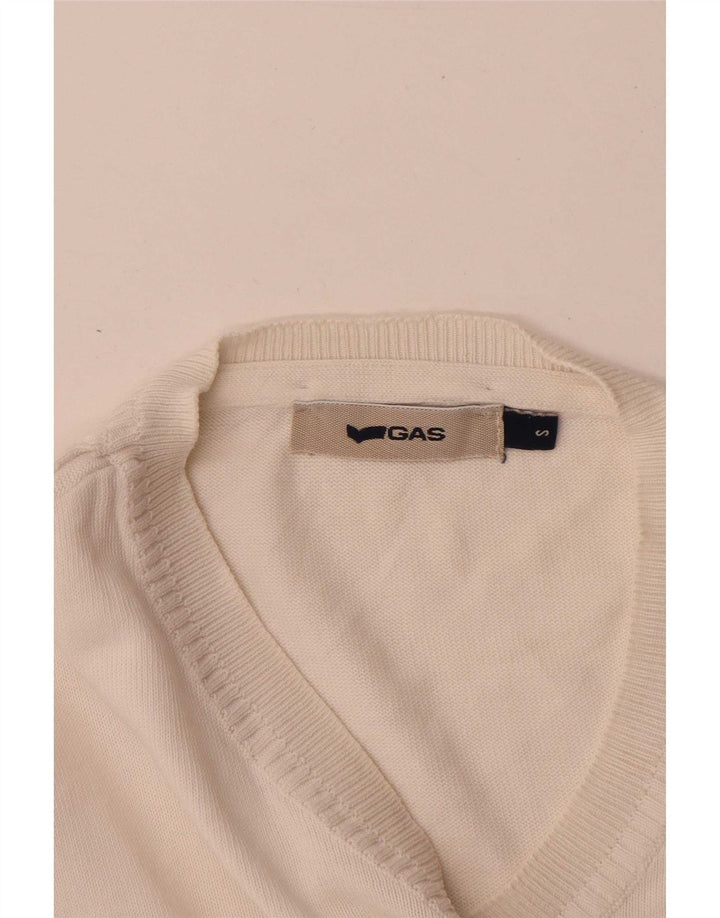 Gas Herre V-hals sweater lille hvid