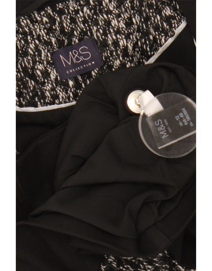 MARKS & SPENCER Dame Crop Blazer Jacket UK 12 Medium Black Flecked