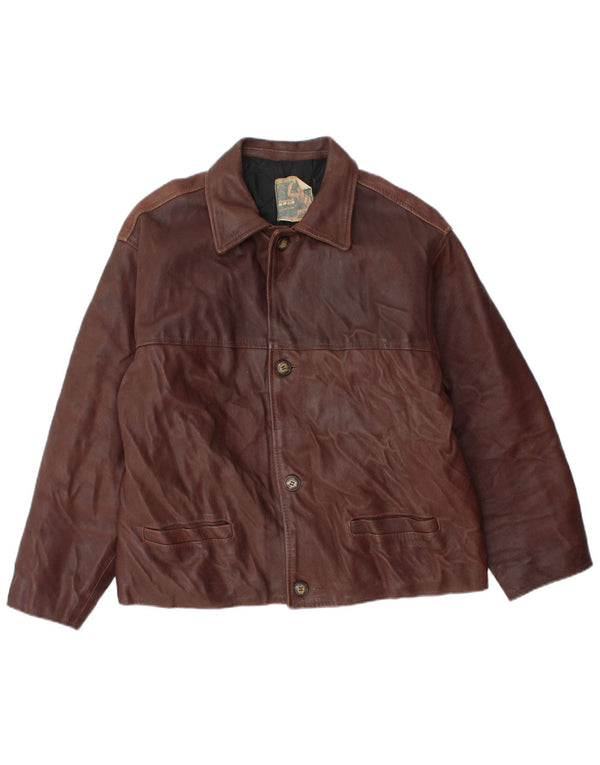 VINTAGE Læderjakke til mænd UK 38 Medium Brun Læder