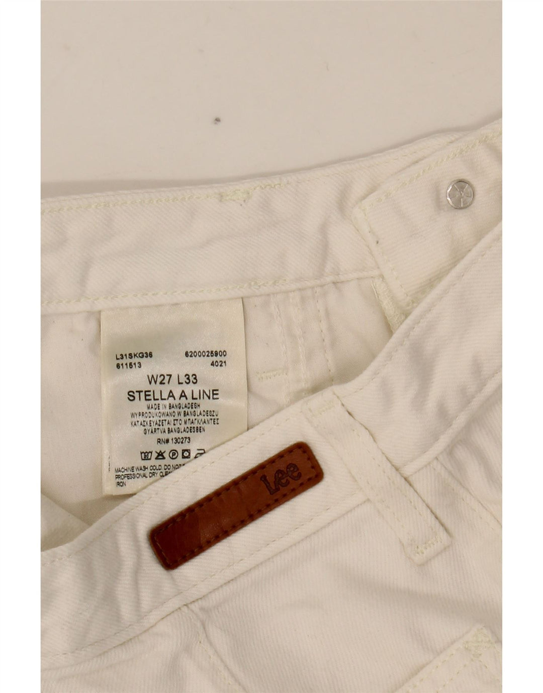 LEE Dame Stella Jeans med brede ben W27 L27 Hvid Bomuld