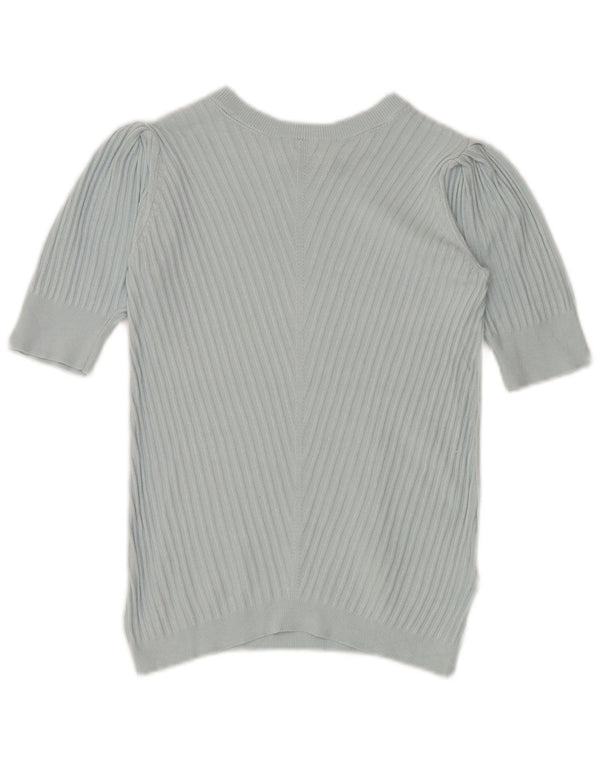 Marks & Spencer Dame Crop Crew Neck Jumper Sweater UK 10 Small Blue