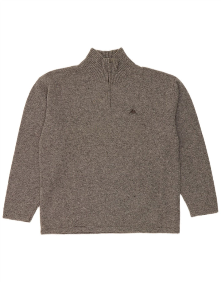 Kappa Herre Zip Neck Jumper Sweater 2XL Grå Flecked Virgin Wool