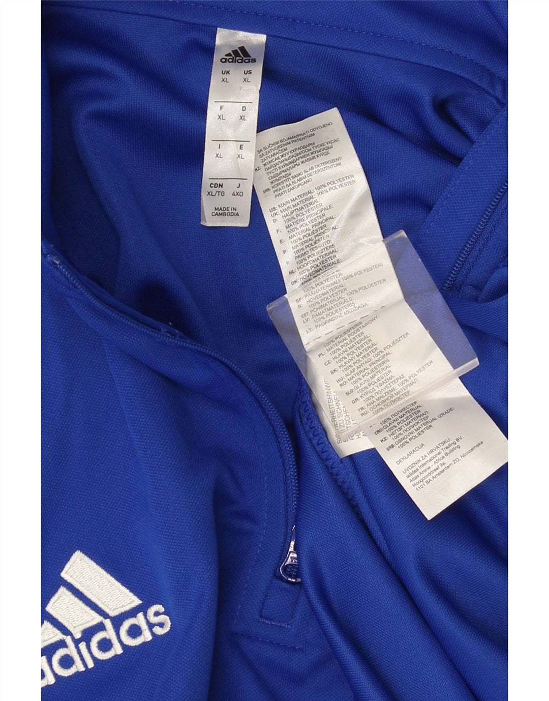 Adidas Dame Climalite Grafisk Zip Neck Top Langærmet XL Blå Polyester