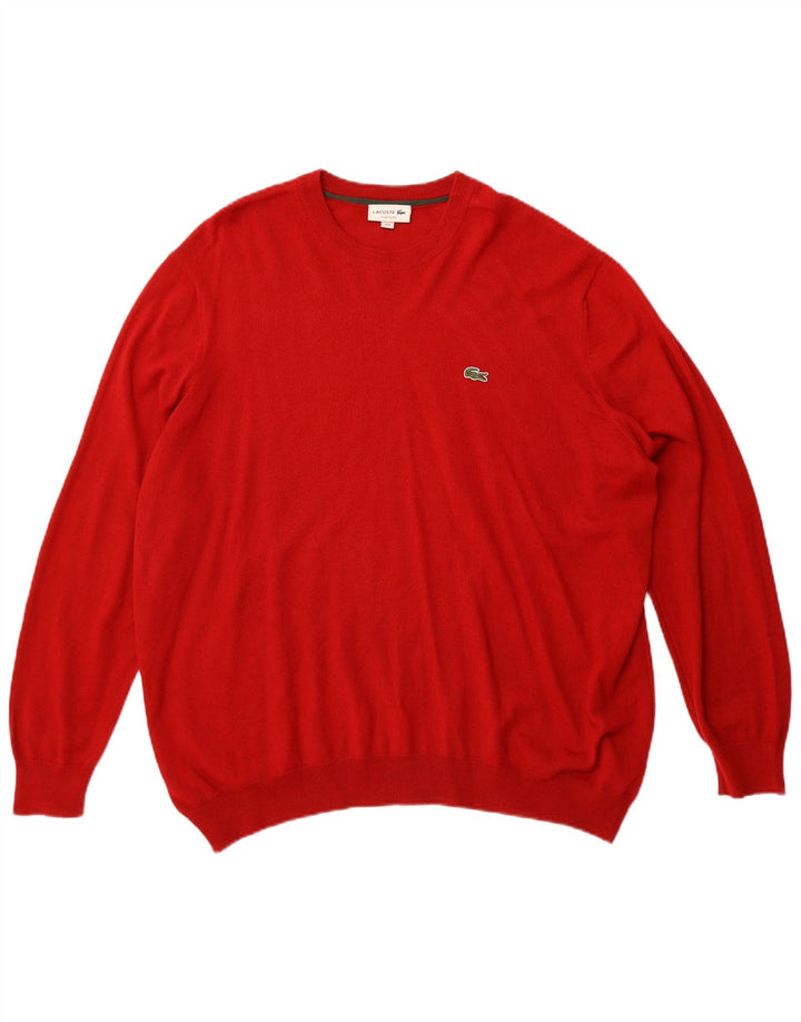 Lacoste Herre Classic Fit Jumper Sweater med rund hals str. 8 3XL rød uld