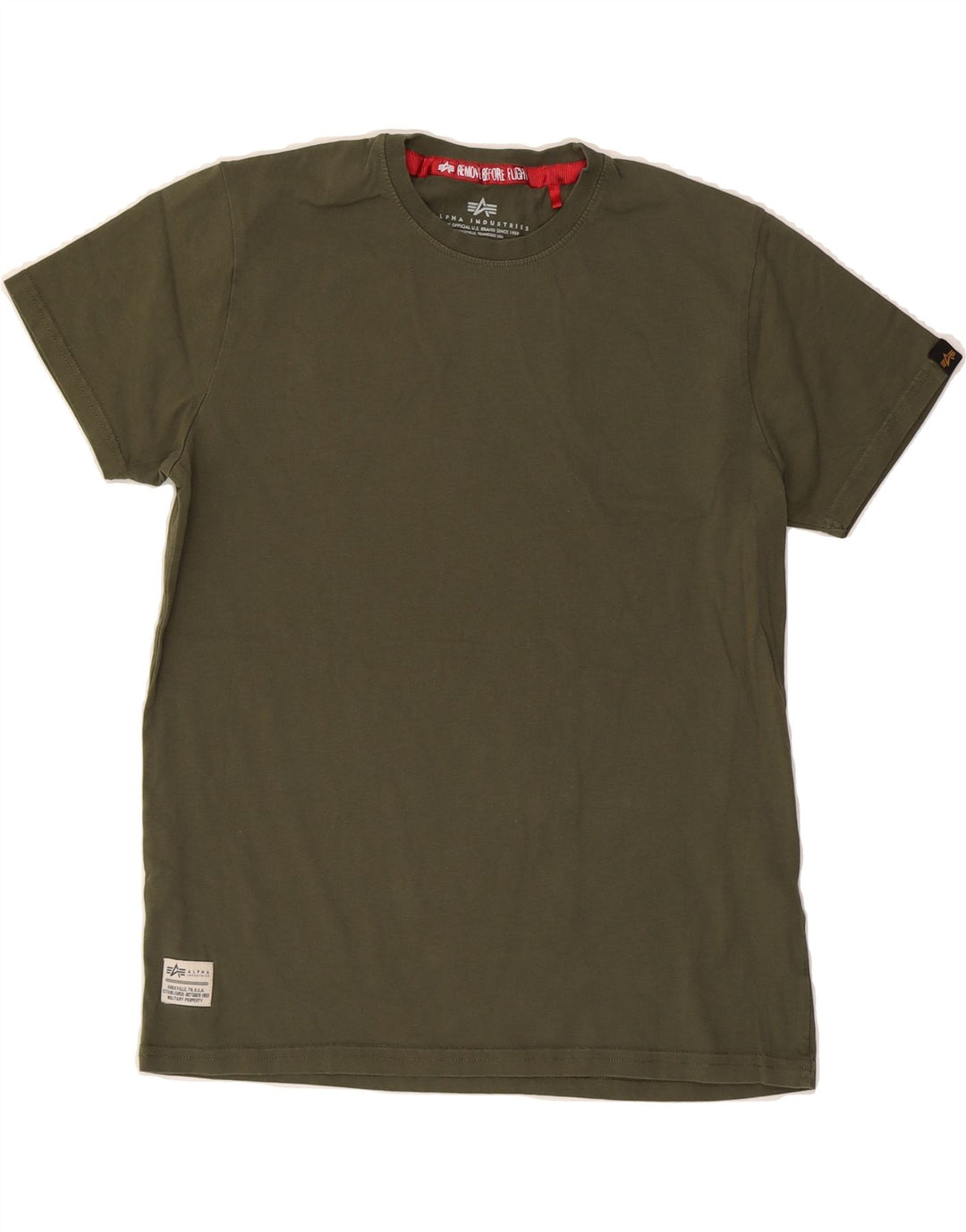 ALPHA INDUSTRIES Mens Graphic T-Shirt Top Medium Green Cotton Modern Vintage Alpha Industries and Second-Hand Alpha Industries from Messina Hembry 