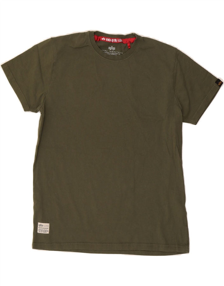 ALPHA INDUSTRIES Mens Graphic T-Shirt Top Medium Green Cotton Modern Vintage Alpha Industries and Second-Hand Alpha Industries from Messina Hembry 