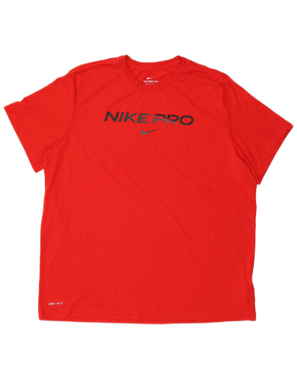 NIKE herre Dri Fit grafisk T-shirt top 2XL rød polyester