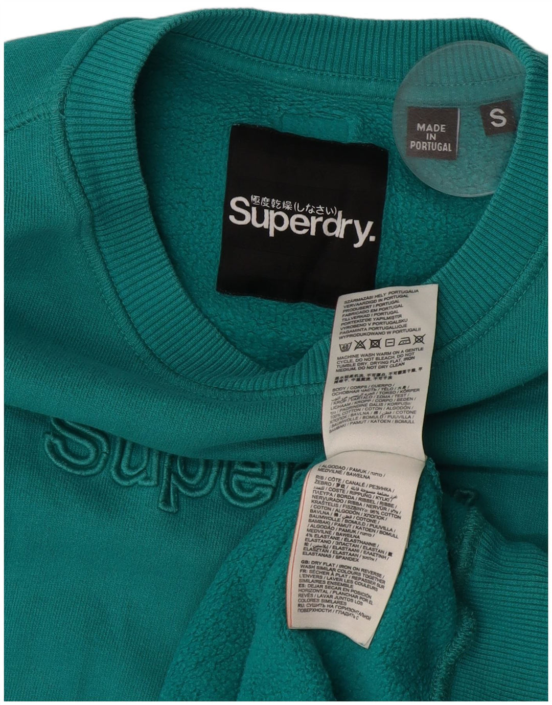 SUPERDRY Grafisk sweatshirt til mænd, lille turkis bomuld