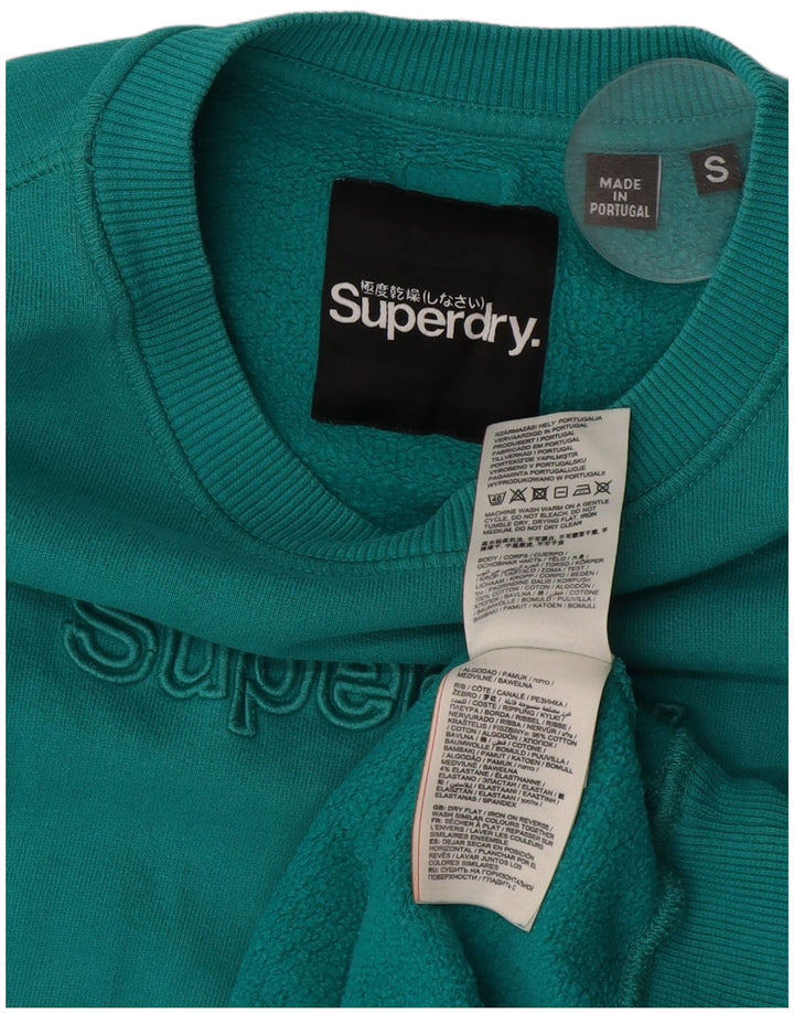 SUPERDRY Grafisk sweatshirt til mænd, lille turkis bomuld
