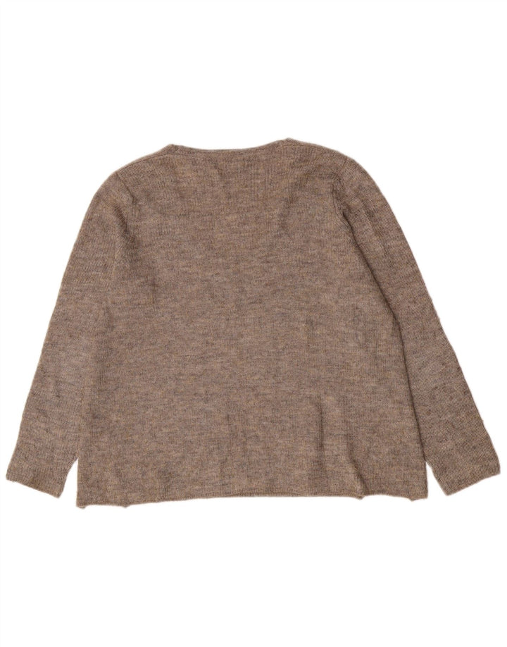 Fat Face Dame V-hals Jumper Sweater UK 14 Stor Grå Nylon
