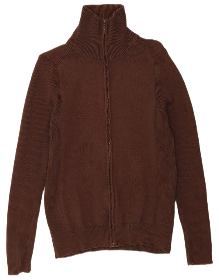 Zara Herre Cardigan Sweater Stor Brun Bomuld