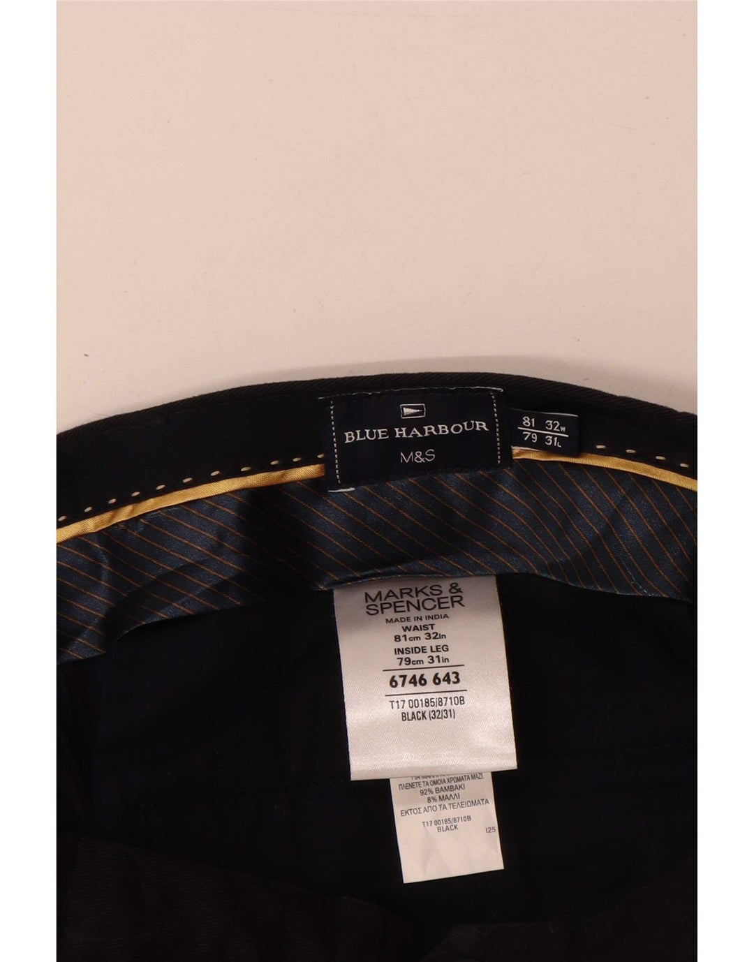 Marks & Spencer Herre Blue Harbor Straight Suit Bukser W32 L31 Sort