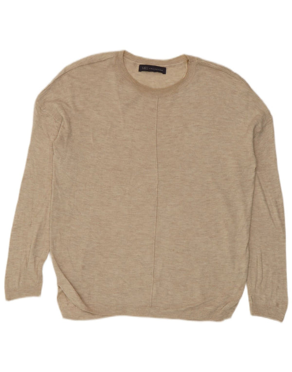 Marks & Spencer Dame sweater med rund hals DK 10 Small Beige Viscose