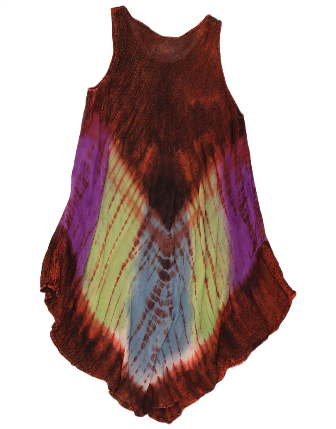 Vintage ærmeløs asymmetrisk kjole til kvinder One Size Flerfarvet Tie Dye