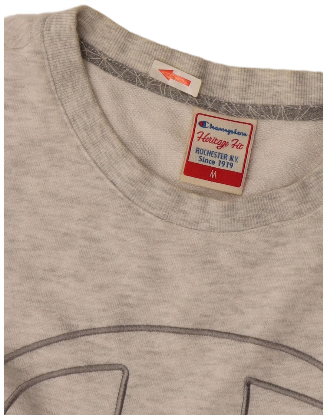 Champion Womens Heritage Fit Graphic Sweatshirt Jumper UK 14 Medium Grey