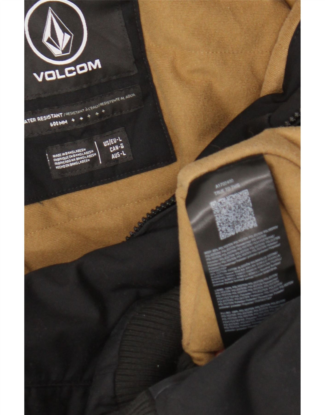 Volcom Herre Hooded Bomber Jacket UK 40 Large Black Polyester