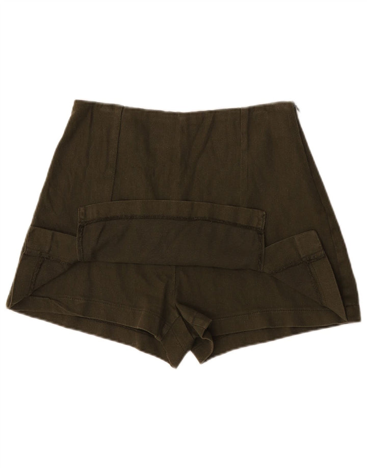 Zara Hot Pants til kvinder XS W24 Khaki Bomuld