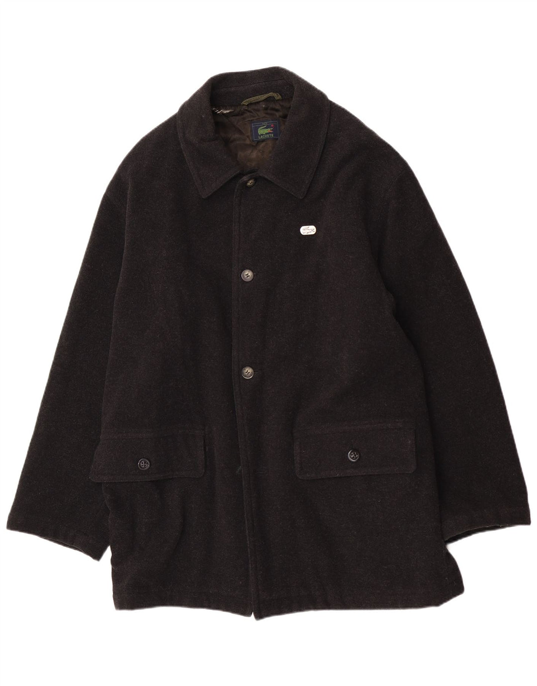 Lacoste Herre Overfrakke IT 50 Stor Sort Uld