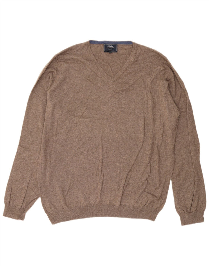 John Lewis Herre V-hals sweater Stor brun bomuld