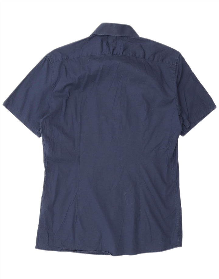 Reiss Herre Slim Fit kortærmet skjorte Medium marineblå bomuld