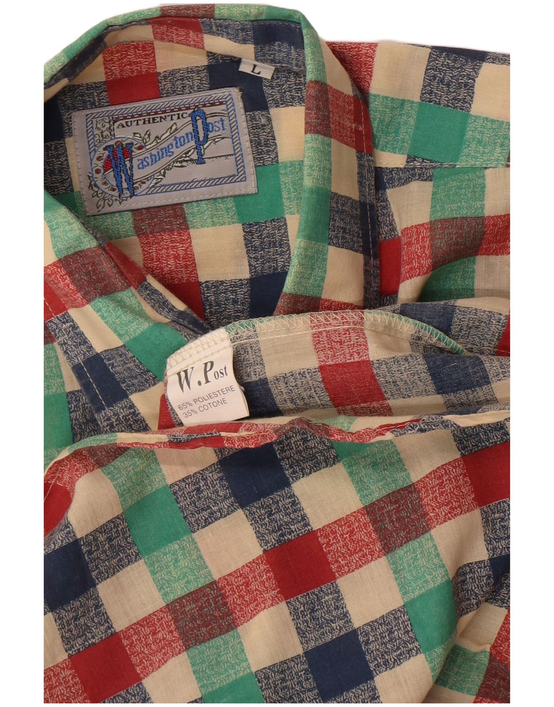 Vintage herreskjorte Stor flerfarvet Gingham Polyester