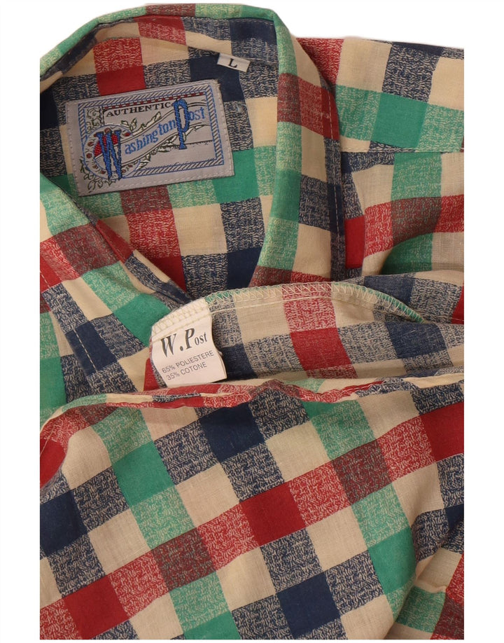 Vintage herreskjorte Stor flerfarvet Gingham Polyester