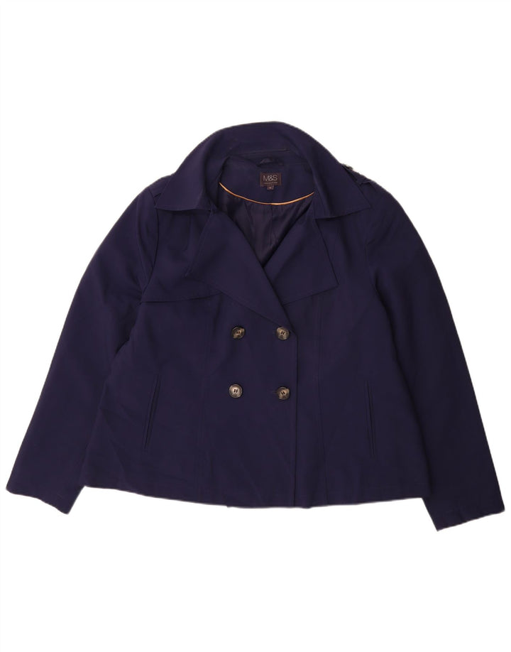 Marks & Spencer Womens Short Pea Coat UK 18 XL Navy Blue Polyester