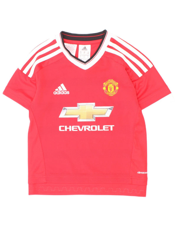 Adidas Boys Manchester United Grafisk T-Shirt Top 4-5 år Rød Colourblock