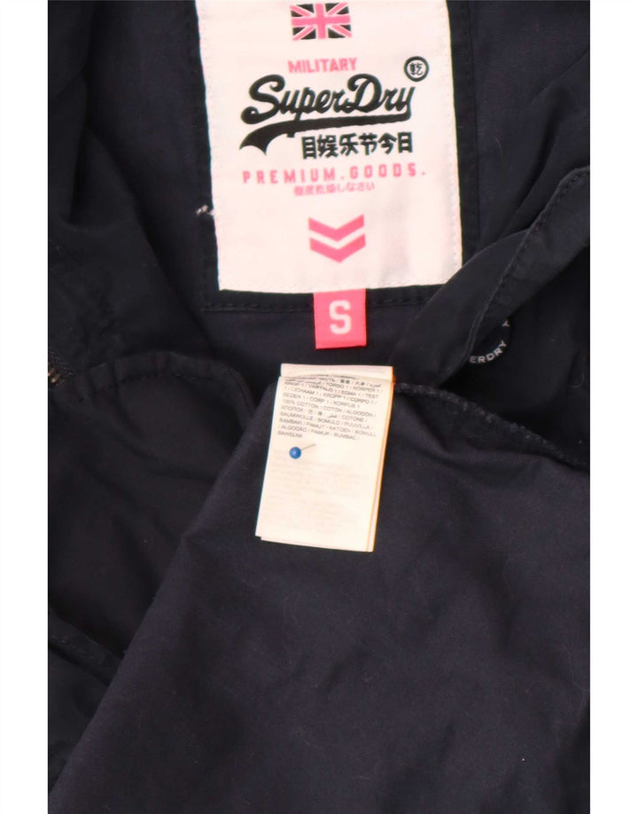 Superdry Parkajakke med hætte til kvinder UK 10 Lille marineblå bomuld