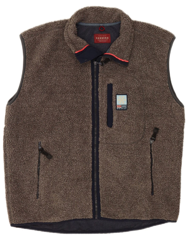 Carrera Herre Fleece Gilet UK 40 Large Brown Retro