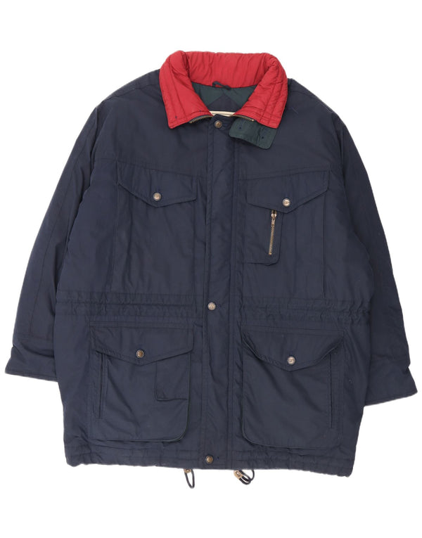 Conte Massimo Mens Padded Jacket IT 56 3XL Navy Blue Colourblock Cotton