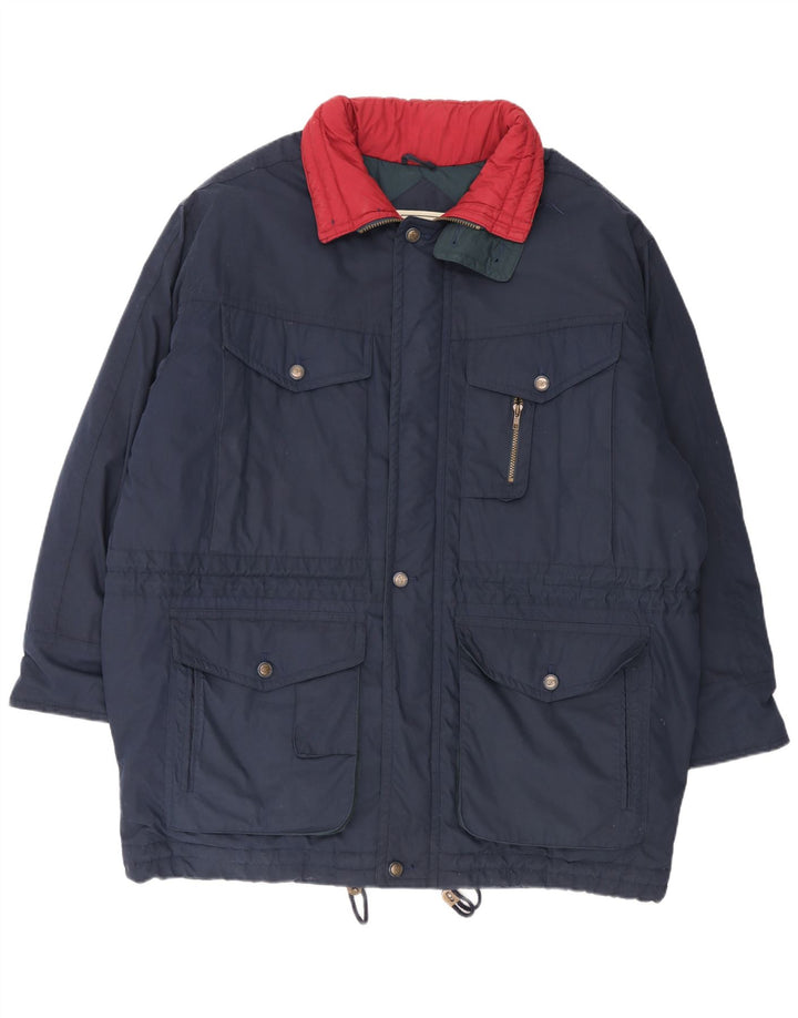 Conte Massimo Herre Polstret Jakke IT 56 3XL Navy Blue Colourblock Bomuld