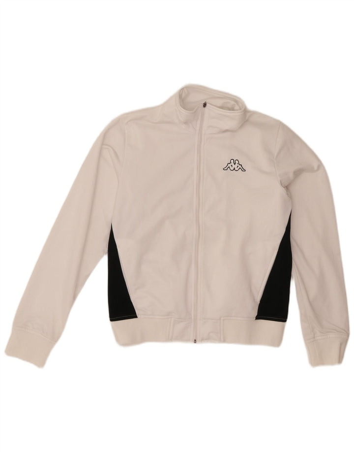 KAPPA Womens Tracksuit Top Jacket UK 14 Large White Colourblock Polyester