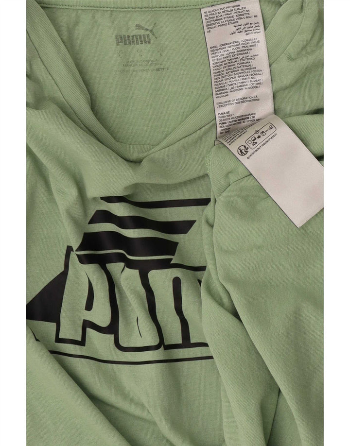 Puma Herre Grafisk T-Shirt Top Stor Grøn Bomuld
