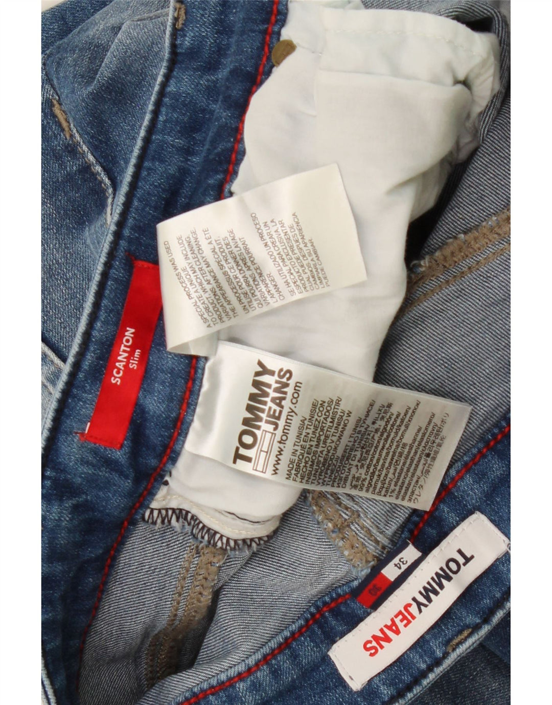TOMMY HILFIGER Herre Scanton Slim Jeans W34 L30 Blå Bomuld