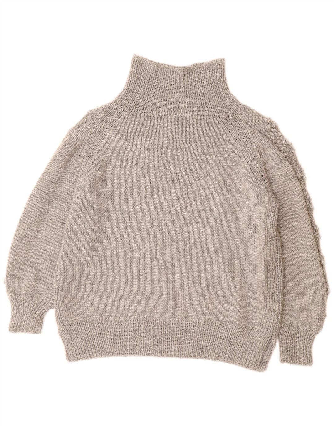 VINTAGE Dame Rullehals Sweater UK 14 Stor Grå