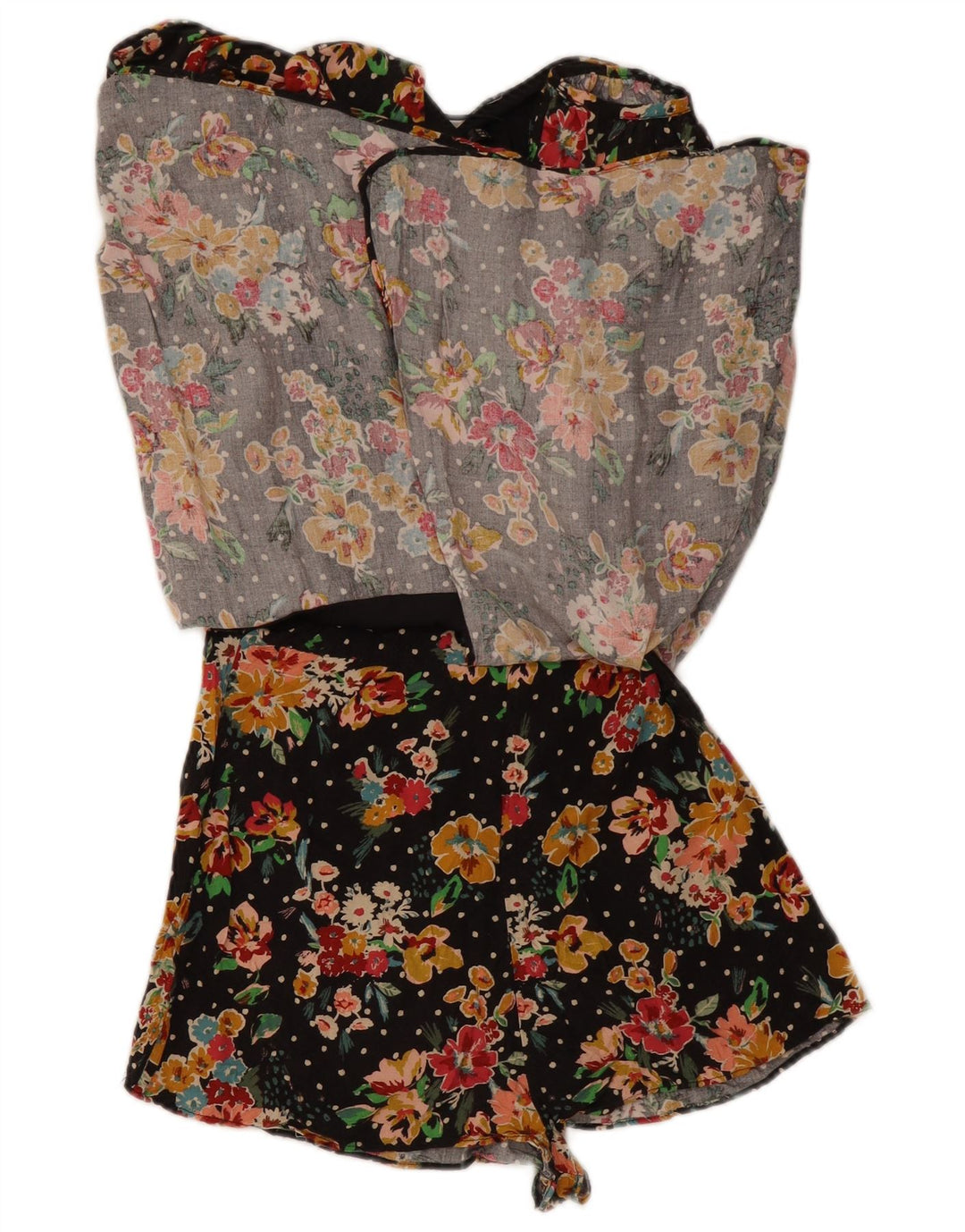 ZARA Womens Long Sleeve Playsuit UK 6 XS Black Floral Polyester
