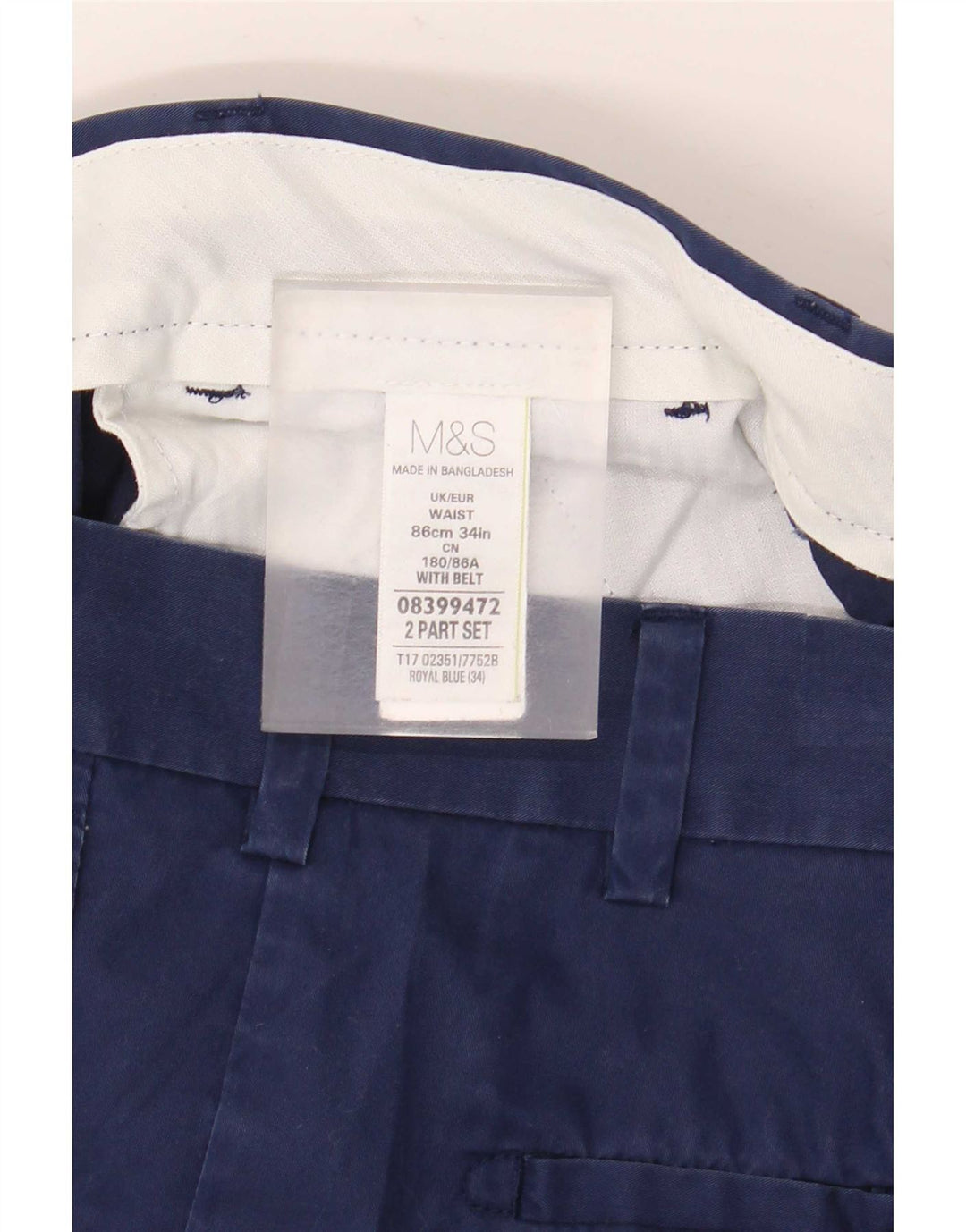 Marks & Spencer Herre Chino Shorts W34 Large Blue Cotton