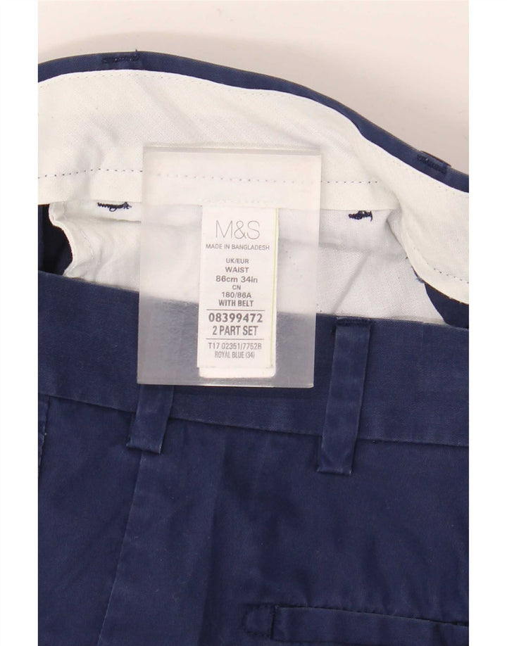 Marks & Spencer Herre Chino Shorts W34 Large Blue Cotton