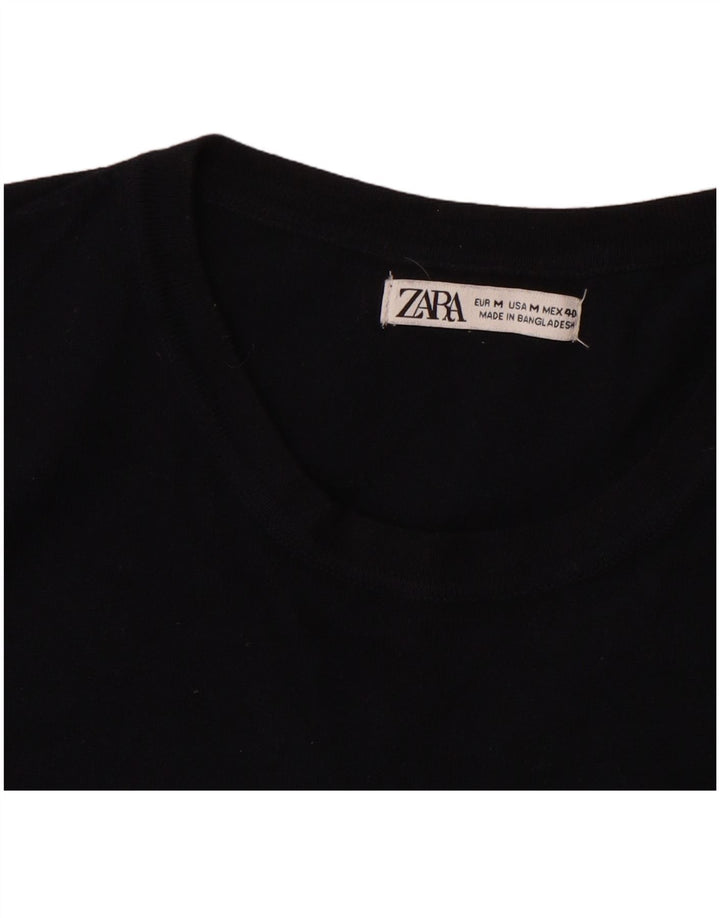 ZARA Mens Crew Neck Jumper Sweater Medium Navy Blue Viscose