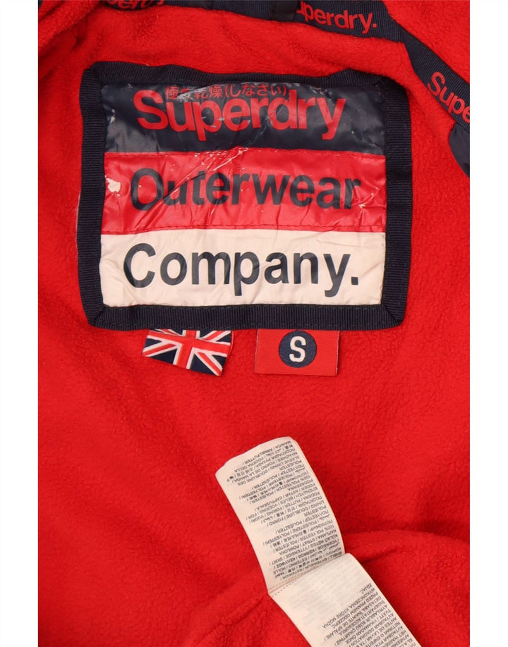 Superdry Polstret hættejakke til mænd UK 10 Small Navy Blue Colourblock