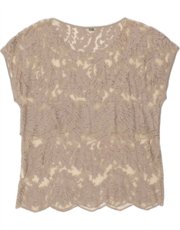 LIU JO Womens Blouse Top UK 14 Large Beige Floral Vintage Liu Jo and Second-Hand Liu Jo from Messina Hembry 